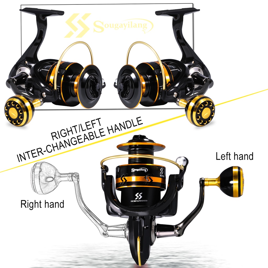 Sougayilang Max Drag 30kg 2000-7000 Ukuran Gulungan Pancing Trolling Besar Gulungan Pancing Ikan Mas Metal Spinning Reel