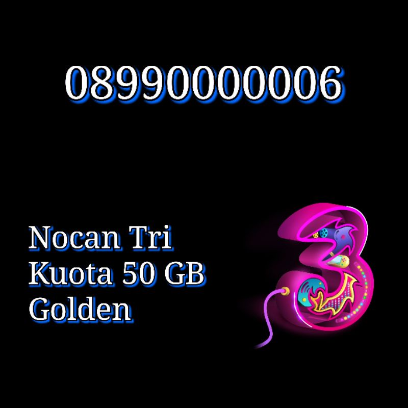 NOCAN Nomor Cantik 11 Digit Hexa 0 Kartu Perdana 3 Tri Three 4G LTE GOLDEN