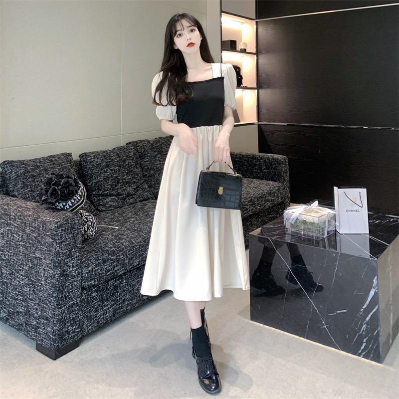 [littlecrab] Dress Wanita Panjang Kasual Hitam Moka Cream Dress With Outer Tank Top Simple Elegan Berkualitas Casual High Quality Simply Dress For Working Dress Polos Dress Jalan Dress Kerja Soft Color Korean Style