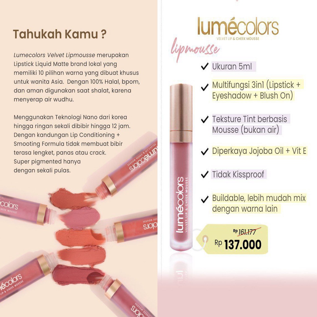 LUMECOLORS VELVET LIP & CHEEK MOUSSE - BE MY BOO-1