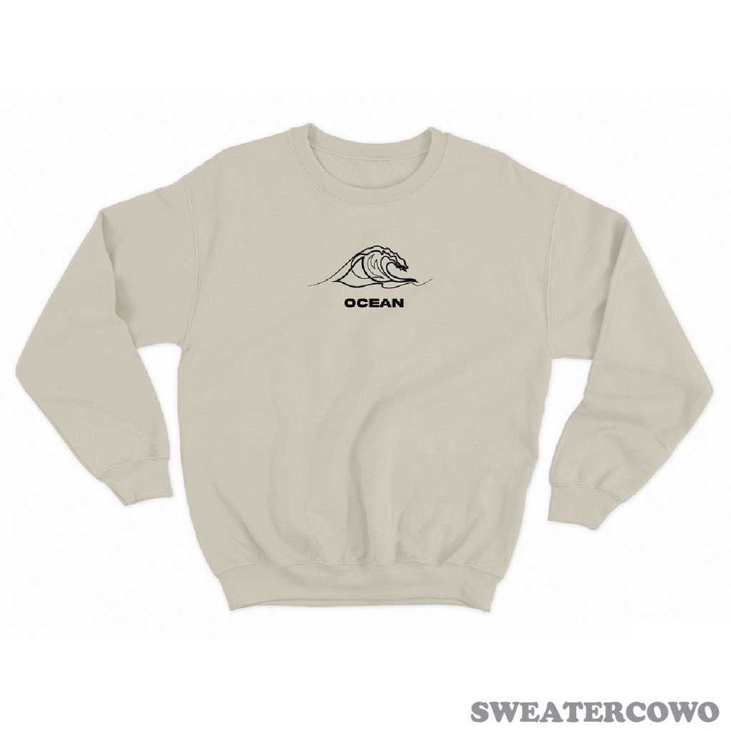 Sweaterpolos Basic Sweater OCEAN ( Sablon ) Unisex Pria &amp; Wanita