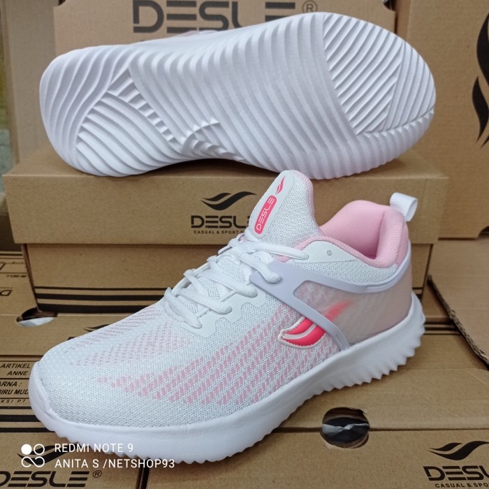 Sepatu Wanita DESLE ANNE COLLIN BELL Sepatu Running Original - Putih Pink 37