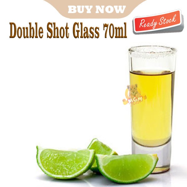 DOUBLE Shot Gelas Shot Tall 10cm shot Glass 70ml shooter Clear Glass