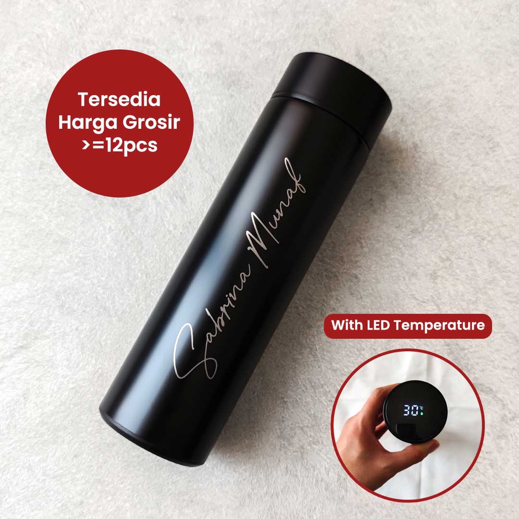 Tumbler LED Temperature Tumblr Botol Air Minum Stainless Thumbler Custom Grafir Nama Hadiah Kado Wisuda Ulang Tahun Pernikahan untuk Pacar Cewek Cowok Pria Wanita