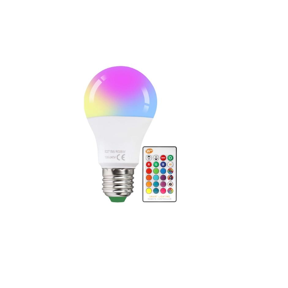 Sedang Populer Kiseki Lampu Bohlam Warna-warni Rgb Bohlam Warna Bohlam A60 5Watt With Remote Control
