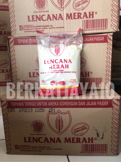 MURAH TEPUNG LENCANA MERAH Terigu 1 Kg Harga Dus Karton (GOJEK ONLY)