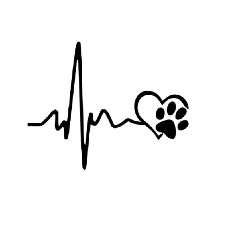 13×10.3cm Cardiogram Of Love Dog Paw Funny Reflective Car Stickers / Automobile Self-Adhesive Vinyl Sticker for All Cars