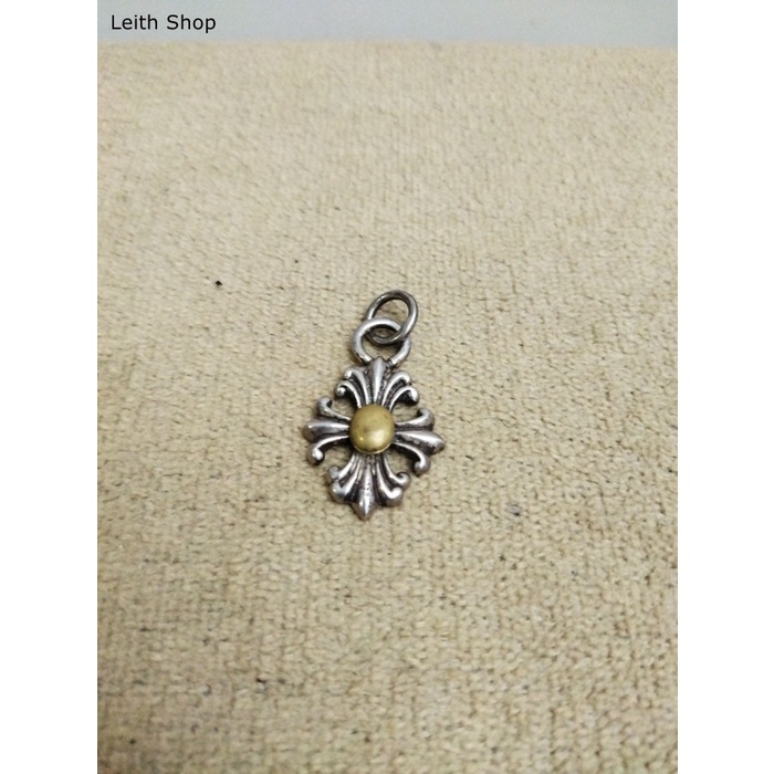 Bandul Kalung Silver Perak Aksesoris Fashion Pria Logam Bali Bunga