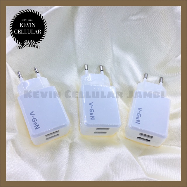 Kepala Charger Adapter Charger 2 Colokan USB V-Gen 5V/2.4A