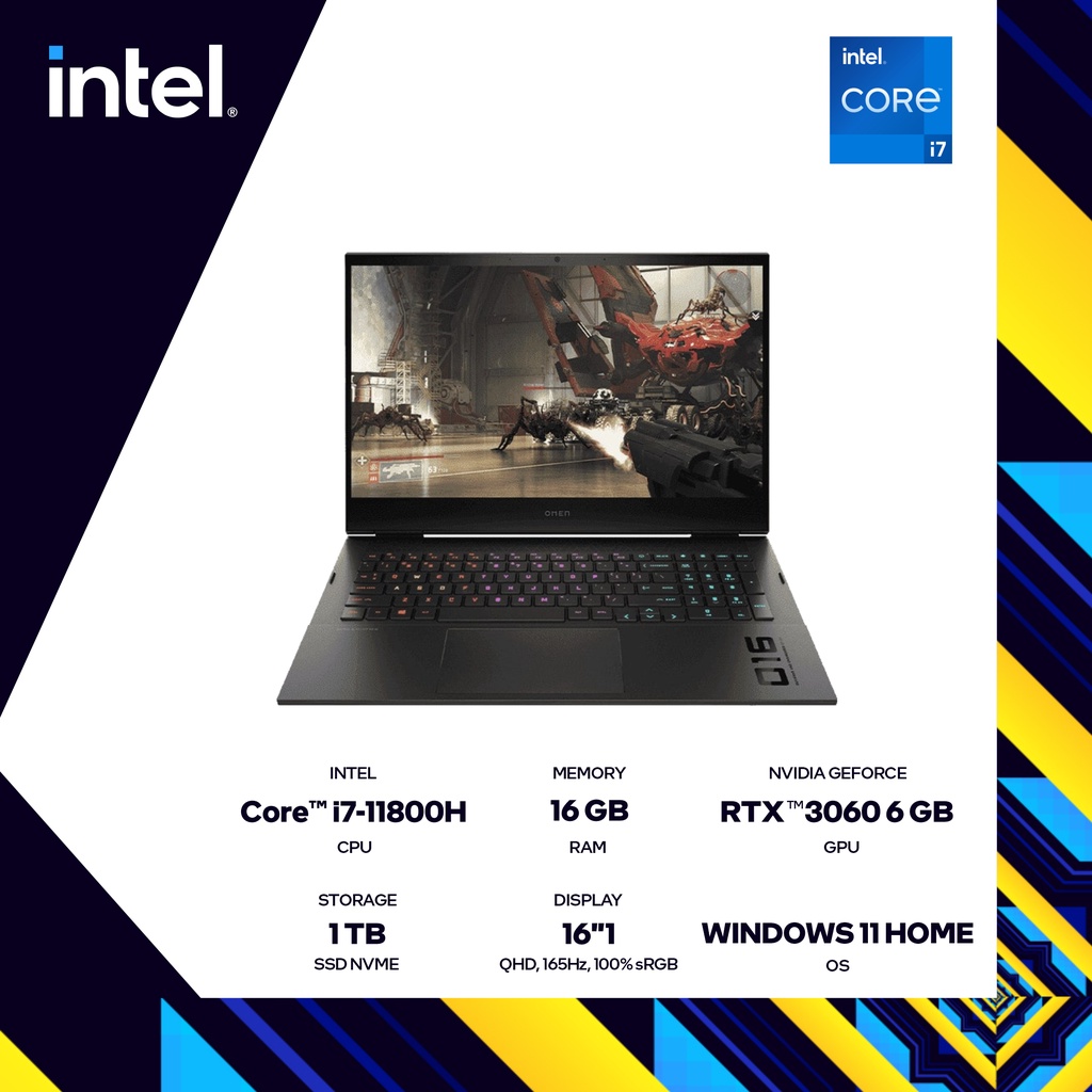 HP Omen 16-b0172TX i7-11800H 16GB 1TB RTX3060 16.1" QHD 165Hz W11 OHS