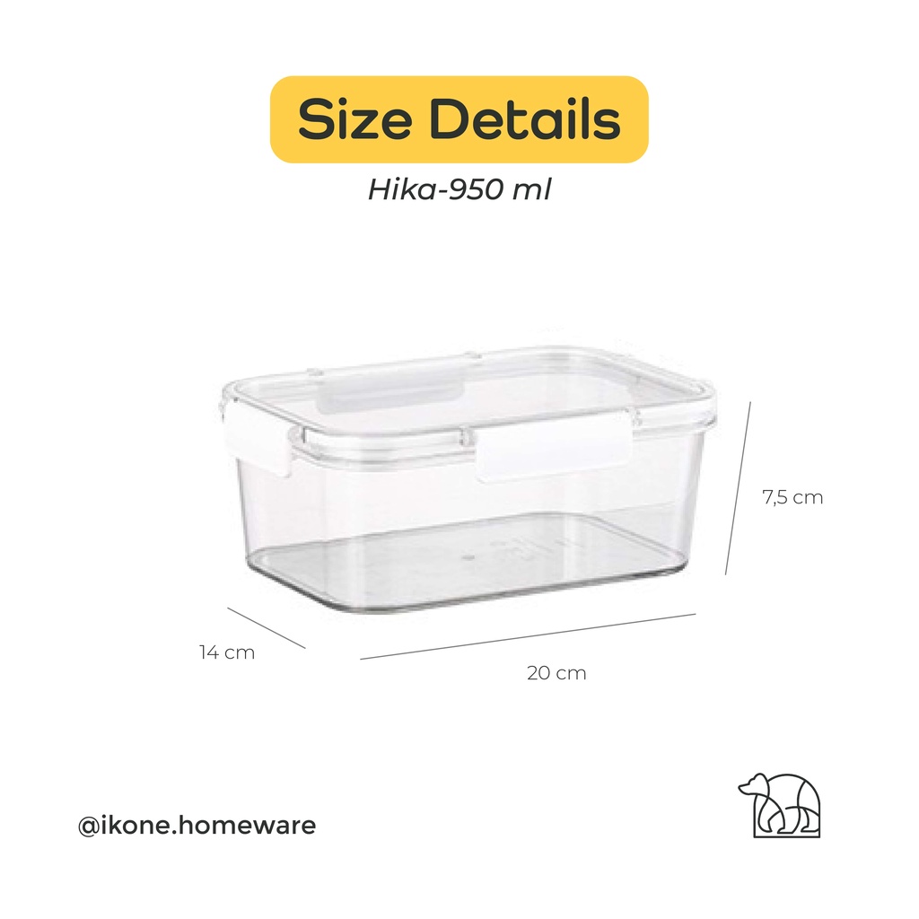 【IKONE】HIKA Kontainer Makanan Stackable Tempat Penyimpanan Makanan Serbaguna Kedap Udara Food Storage Box Tempat Penyimpanan Kulkas Sayur Buah Daging Tupperware Kotak Bening Kulkas Lemari Dapur Food Organizer