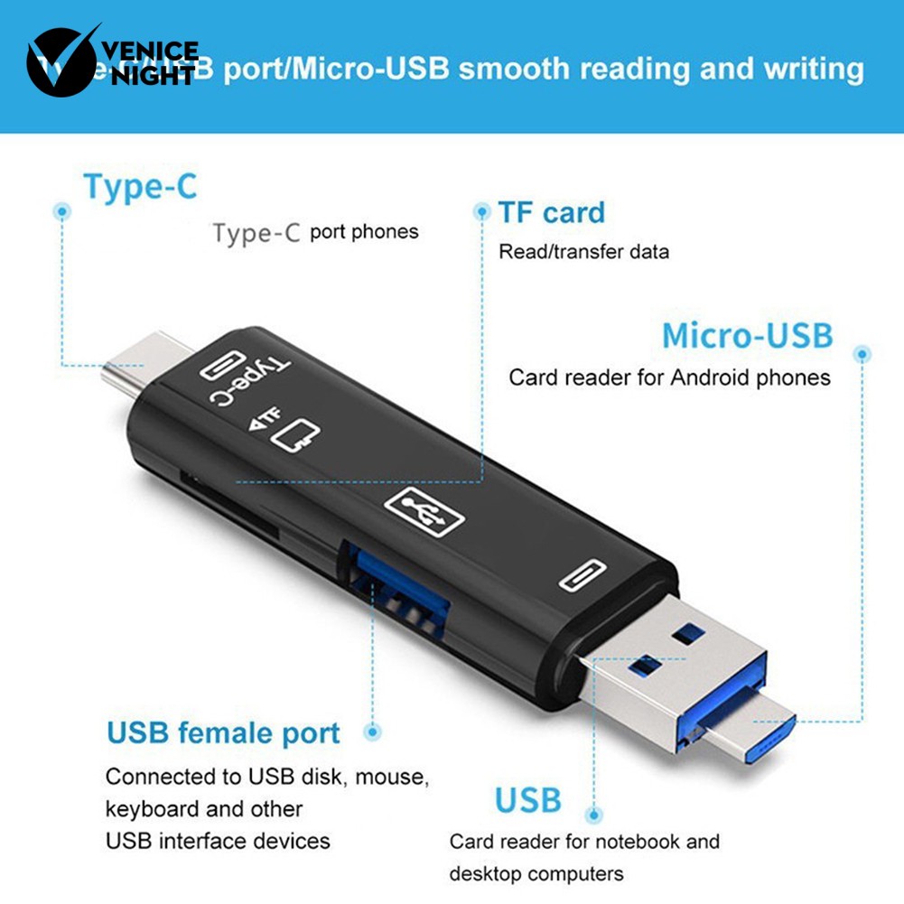 5 in 1 USB Mikro OTG Card Reader untuk Keamanan