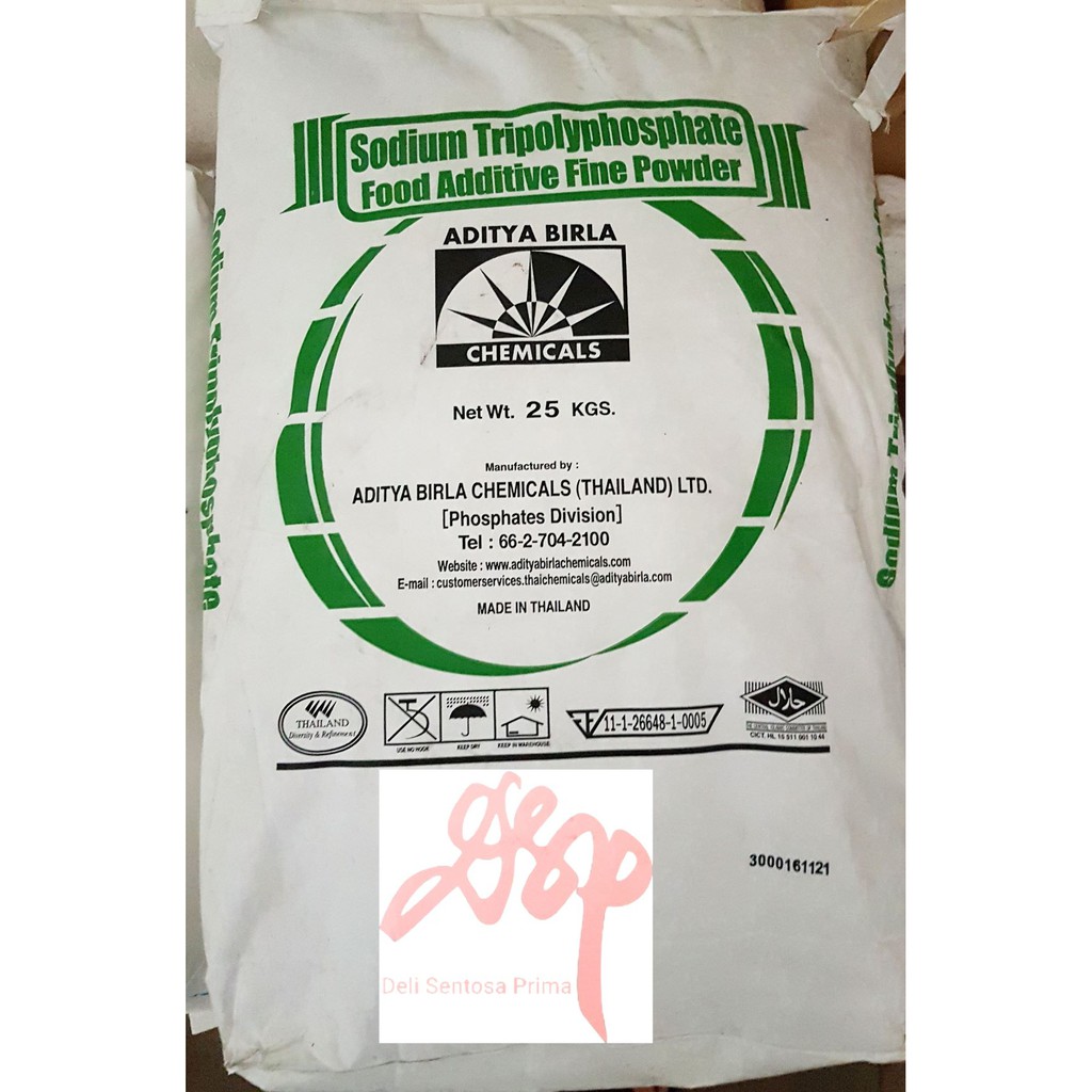 

STPP THAILAND / Sodium Tripolyphosphate Food Grade, Pengenyal Mie dan Baso atau Daging Olahan 1 Kg