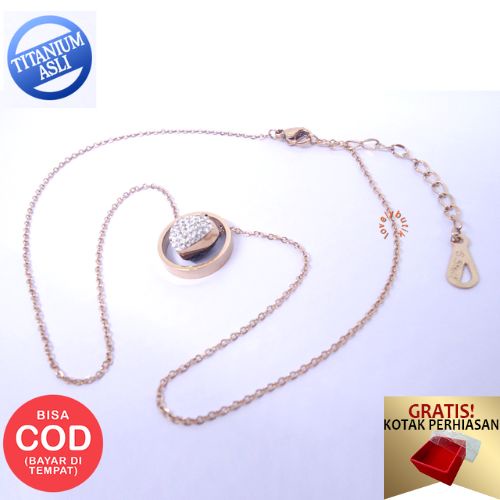 Lovelybutik - Kalung Titanium Anti Karat Selamanya Lisa New Kalung Wanita Titanium Ukuran 45 cm BONUS KOTAK PERHIASAN