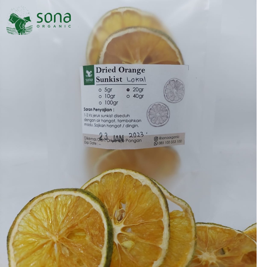 

Dried Orange lokal 20 gr - Jeruk Lokal Iris kering - Sona