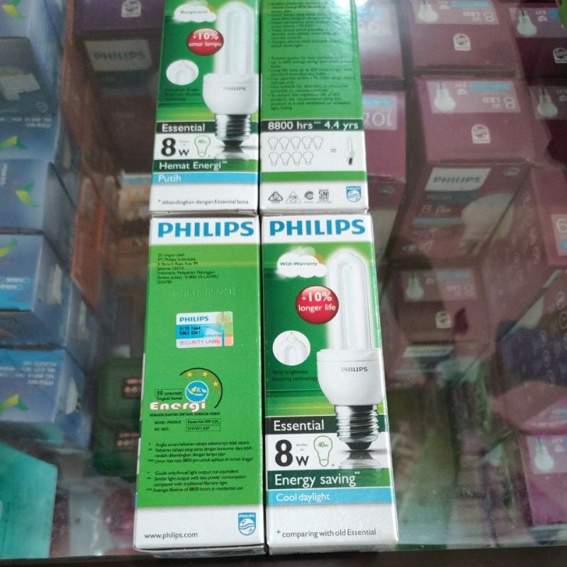 lampu essential Philips 8watt ori