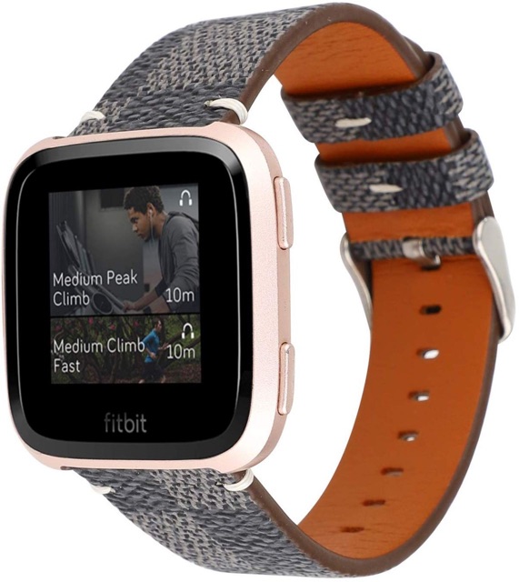 Strap samsung fitbit versa 2 lv pattern kulit leather tali jam 22mm branded lite fashion wanita