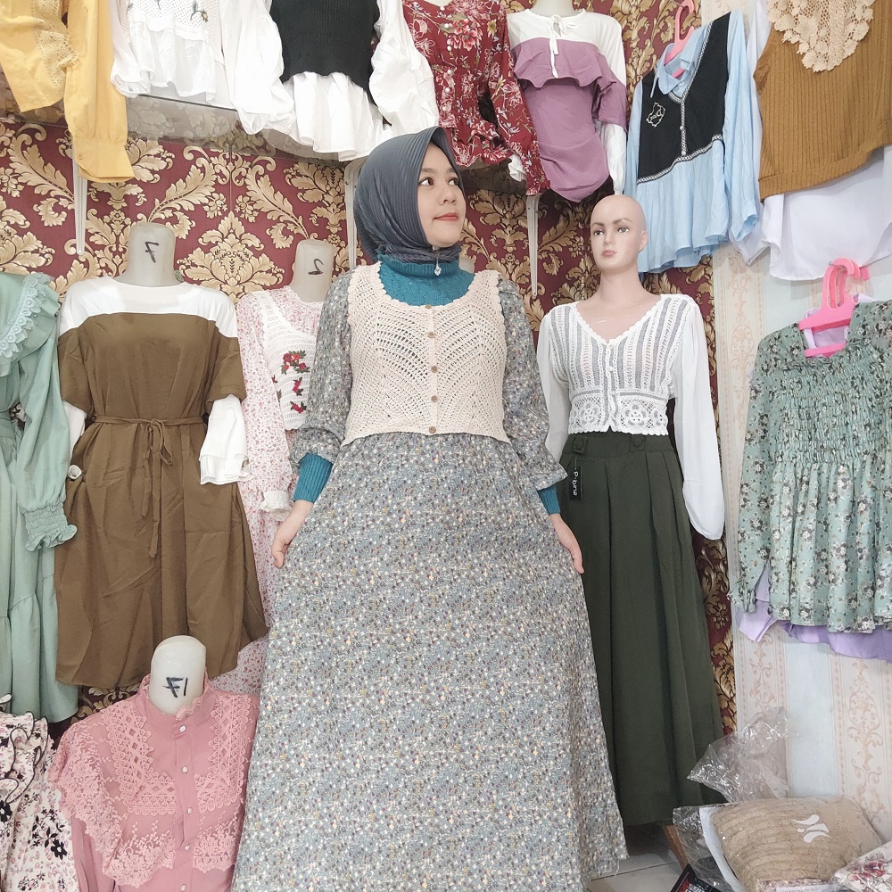 Gamis Rajut import plus rompi rajut