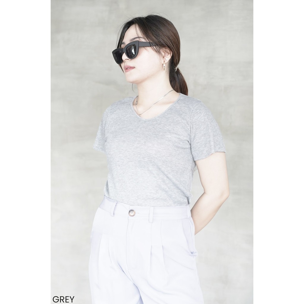 Olivia Vneck Crop Top Atasan Wanita Blouse