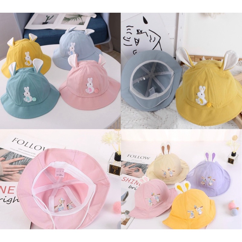 Topi Bucket Anak Perempuan Bayi Balita Motif Rabbits