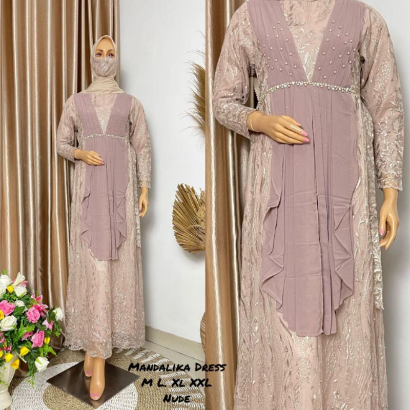 GAMIS MANDALIKA DRESS/GAMIS BRAND LEBARAN/GAMIS PESTA TERBARU/GAMIS MANDALIKA TULLE