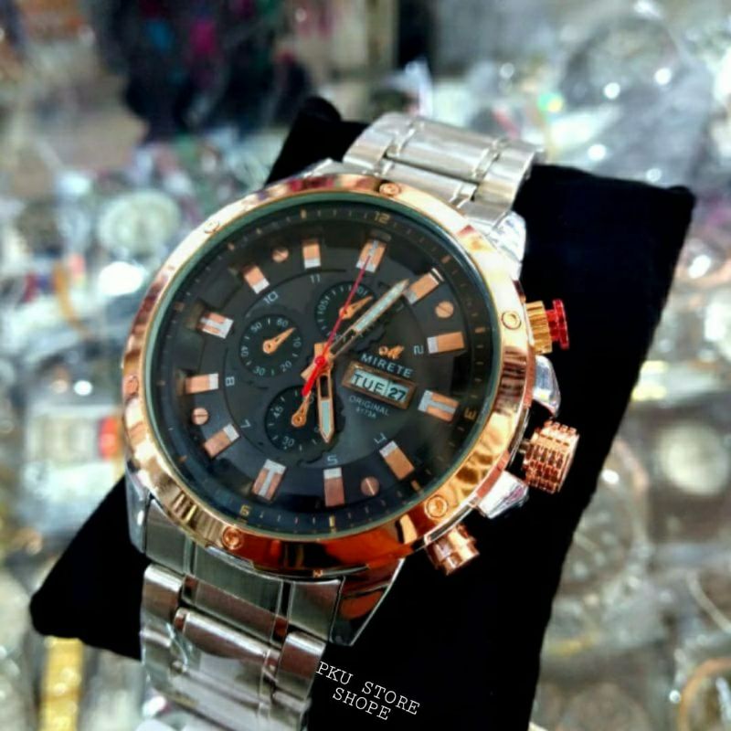 JAM TANGAN PRIA MIRETE STAINLISS STILL FREE BOX ||WATER RESISITANT || JAM TANGA PRIA MODIS SPORTY _COD