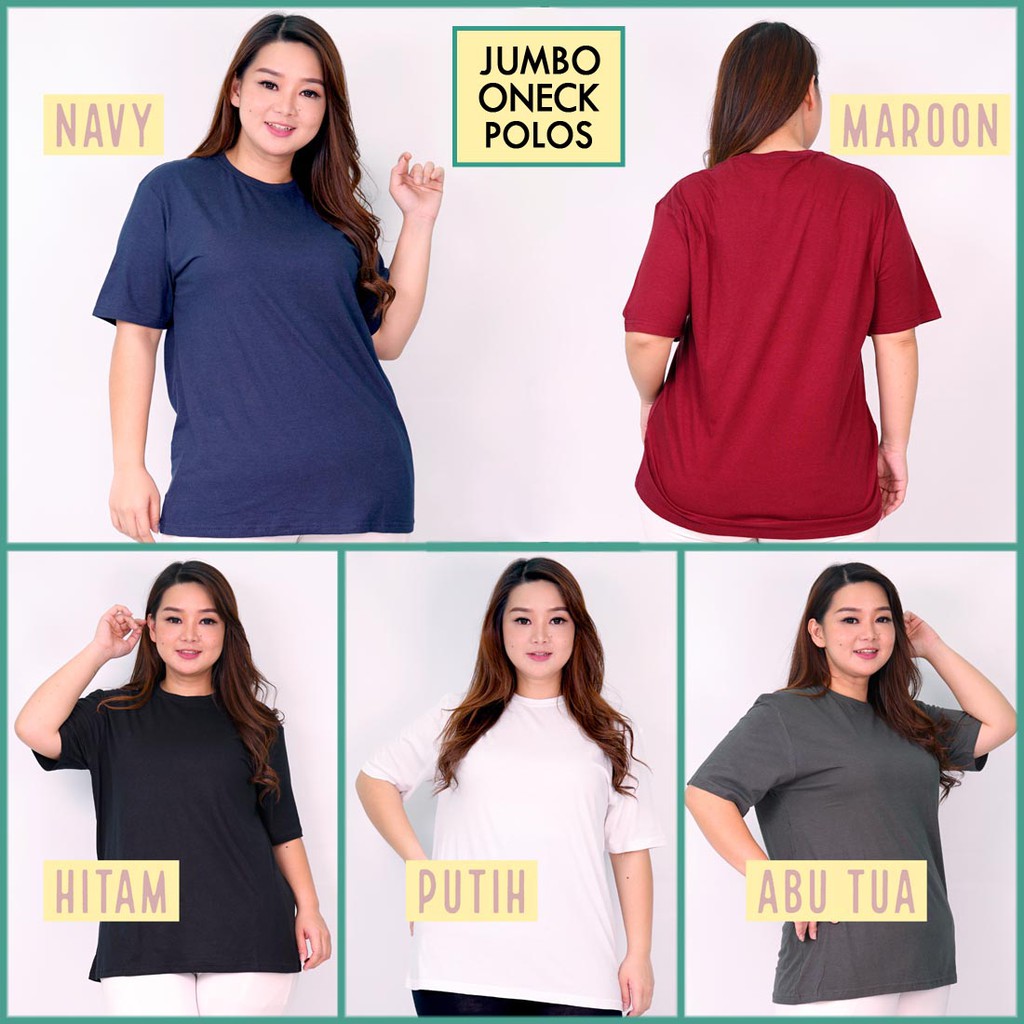 BIGCLO - (COD) Kaos O-Neck Wanita Jumbo Basic Polos Baju Atasan Oneck Cewek Big Size