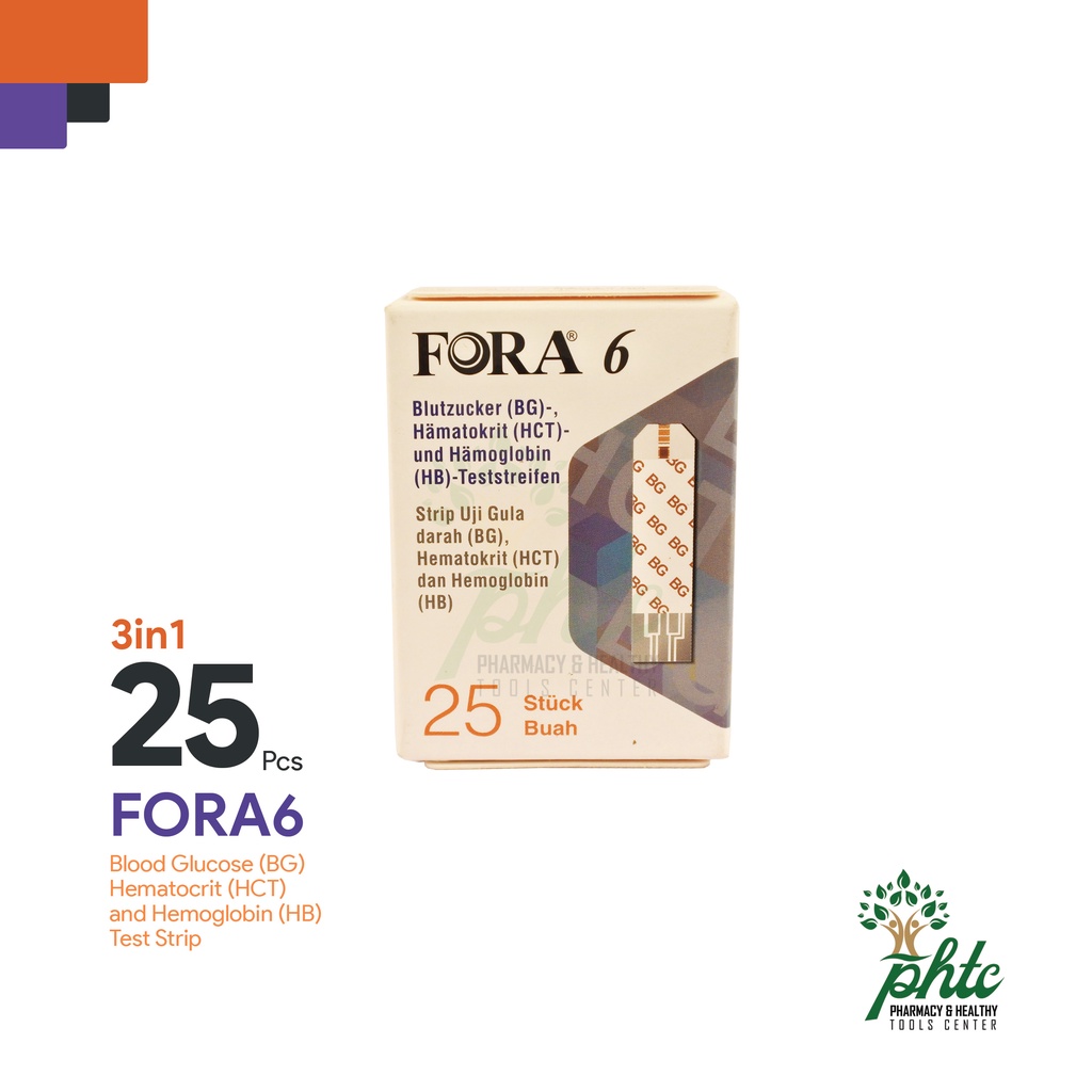 FORA Strip Gula Darah Hematokrit Hemoglobin Fora Strip 3 in 1 Isi 25 Strip