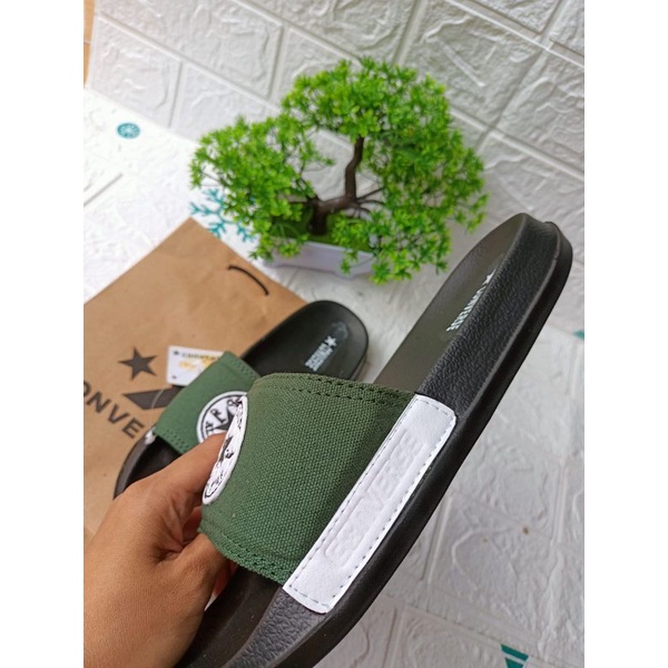 SANDAL SLIDE PRIA WANITA CONVERSE BLACK GRADE A / SANDAL SLOP CONVERSE BLACK PREMIUM-5