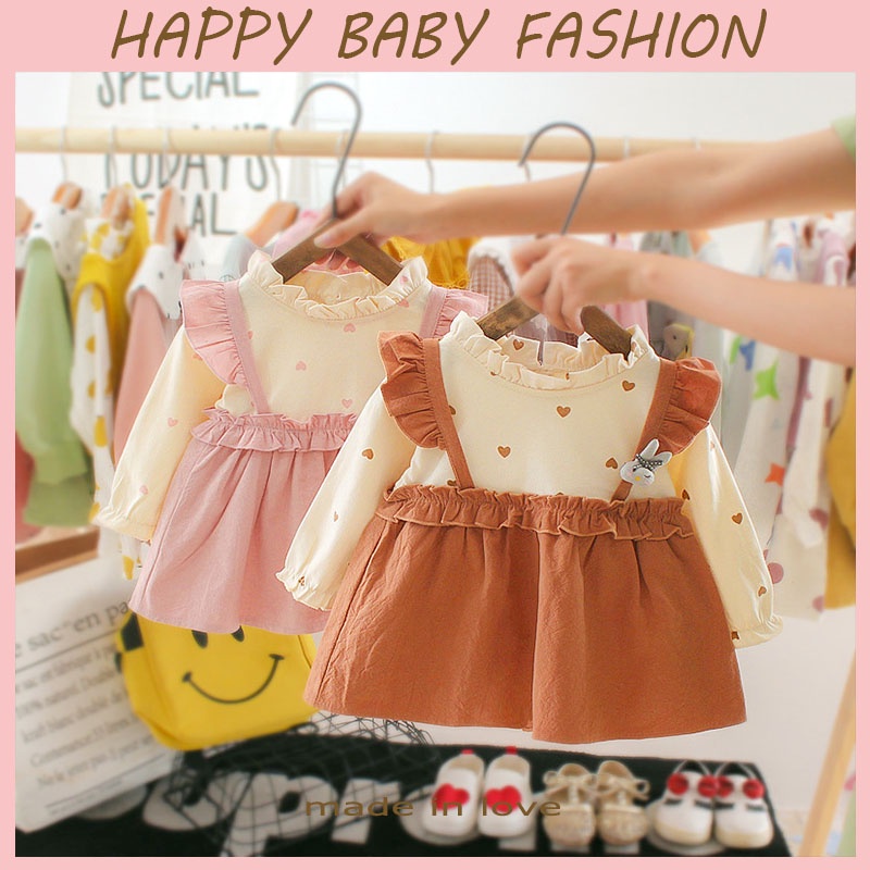 (0-3Tahun) QZ-10 Dress lucu rumbai lengan panjang tali depan import (4)