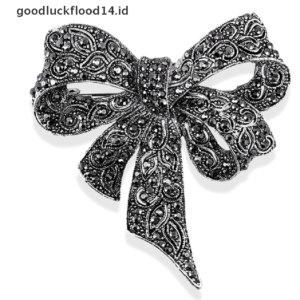 [OOID] Crystal Rhinestone Bow Brooch Pin Women Shirt Collar Big Bowknot Brooch Jewelry ID