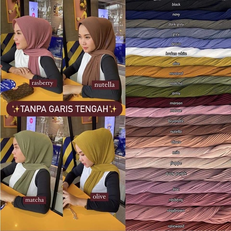 Pashmina Plisket Lidi Polos Tanpa Lipatan/Kerudung plisket/hijab plisket-1
