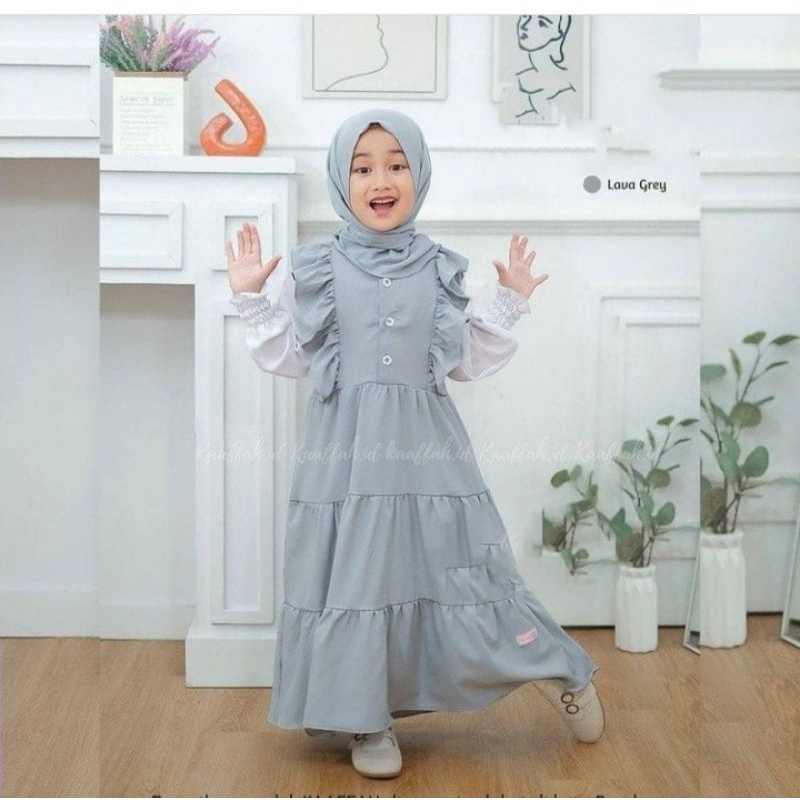 Gamis anak perempuan terbaru/dress aqilah FREE HIJAB