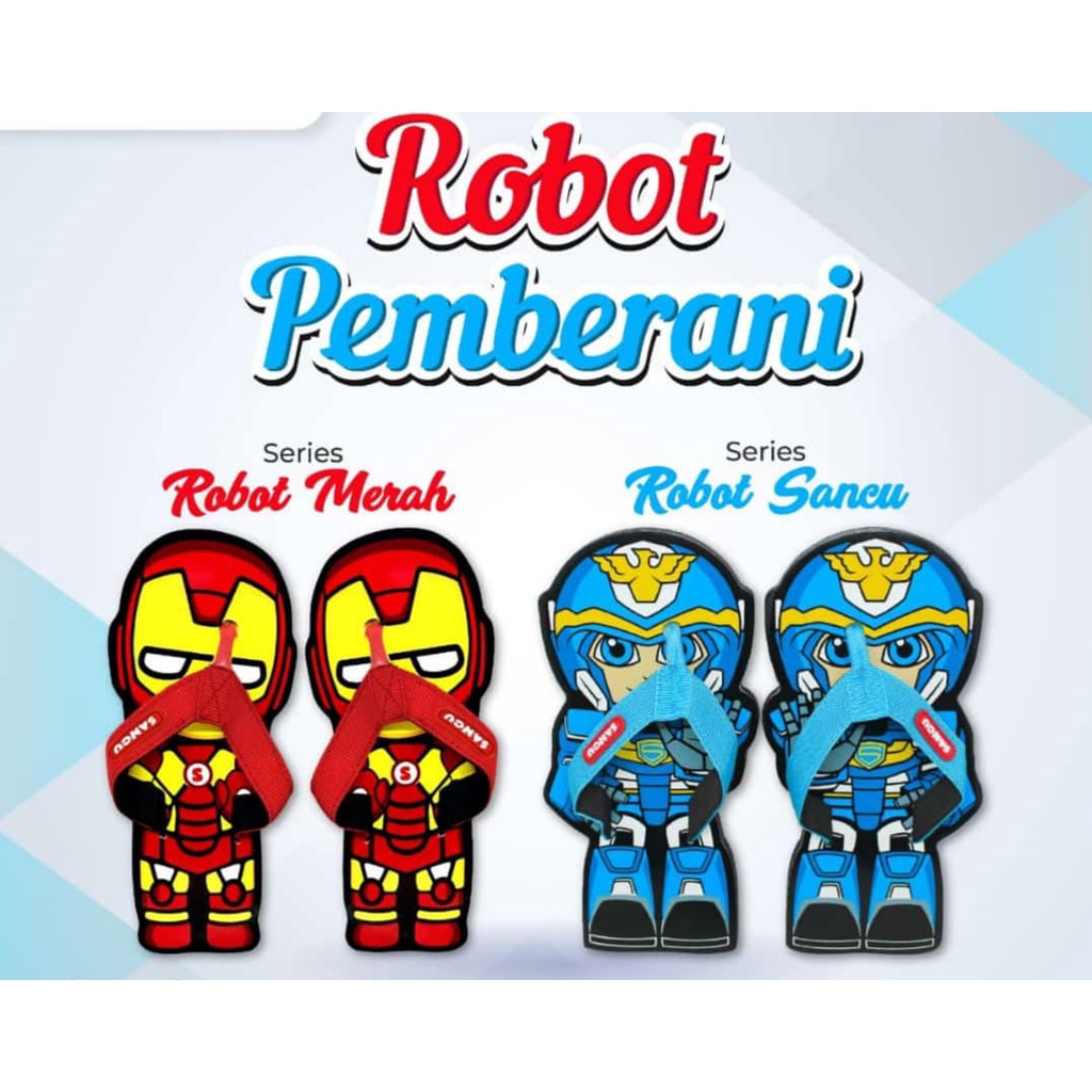 Sandal Anak karakter AVENGERS/Sandal sancu ROBOT MERAH dan BIRU