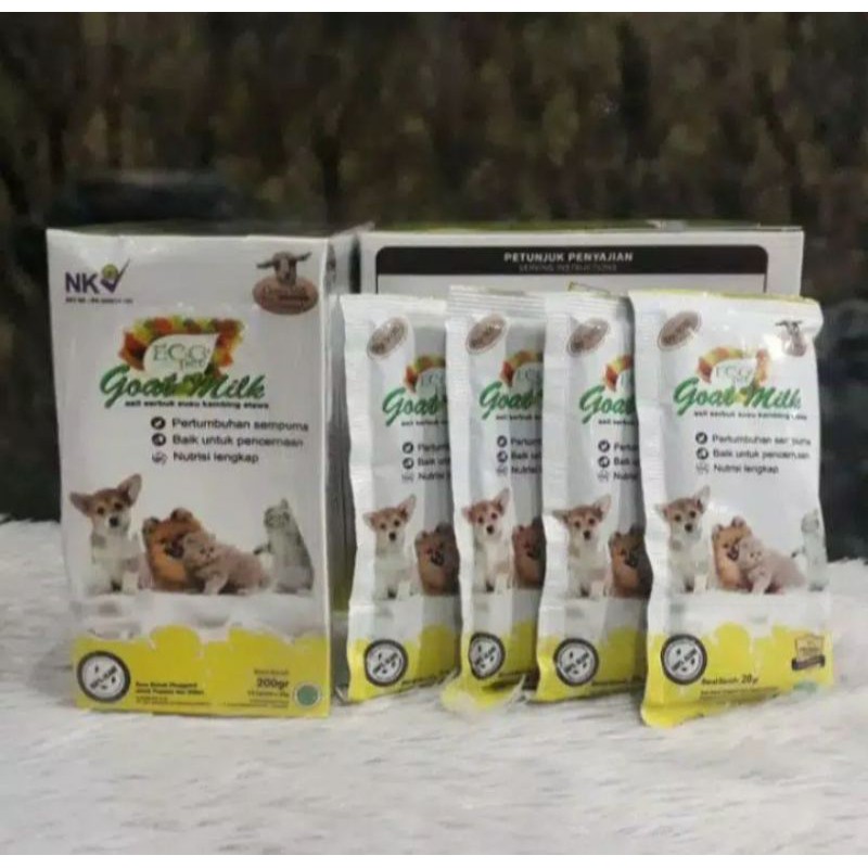 (1box isi 10 saset) susu ecopet goat milk untuk kucing dan anjing