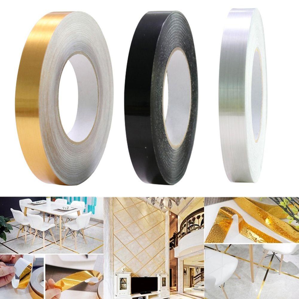 【 ELEGANT 】 Foil Tape 50m 0.5cm/1cm Self-adhesive Ground Tile Wall Decor Waterproof Seam Sticker