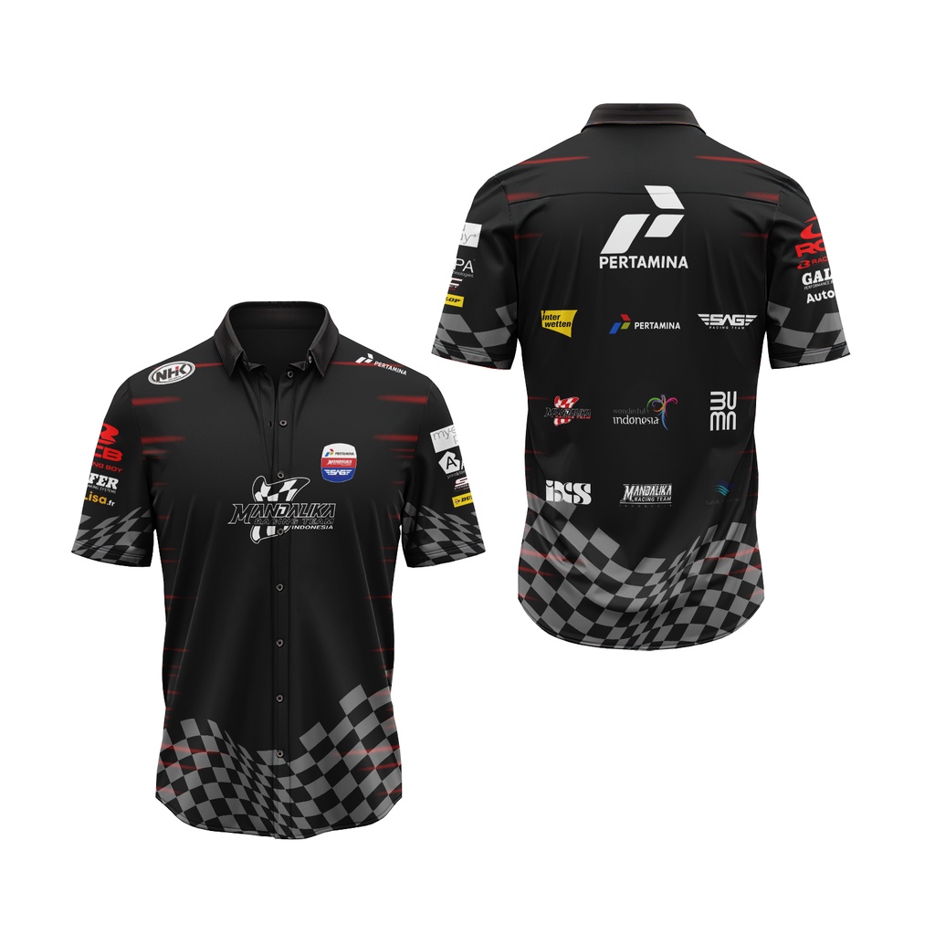 [Tinishop] Kemeja Mandalika Pertamina | Baju Kemeja Moto gp Mandalika Keren FullPrint