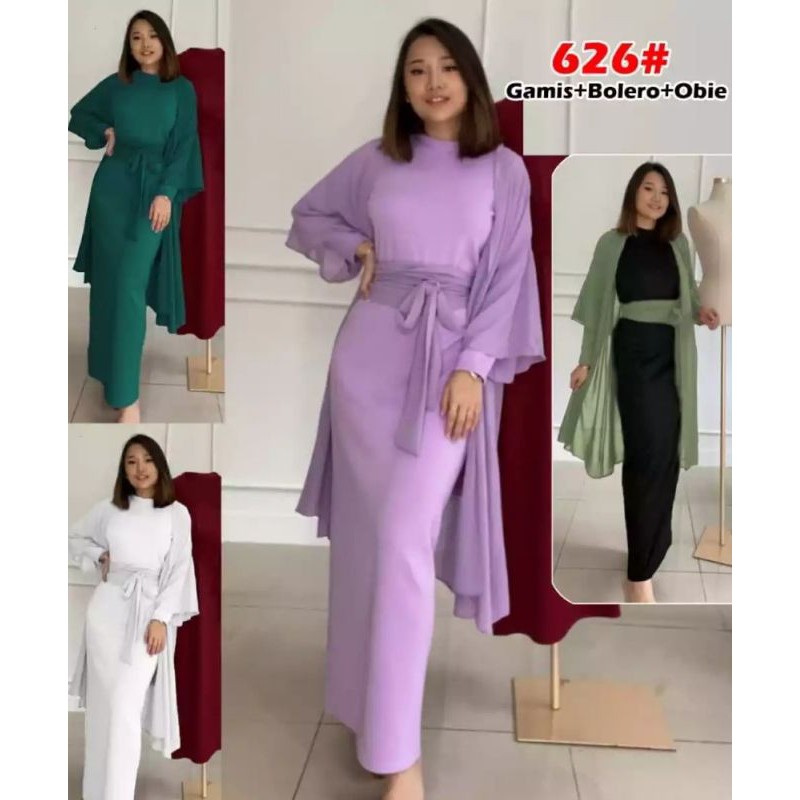 Gamis Wanita/Gamis Cardigan/Gamis+Cardigan +Obie /All Size