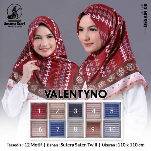 SEGIEMPAT VALENTYNO MOTIF JILBAB UMAMA KERUDUNG SATIN HIJAB SEGI4