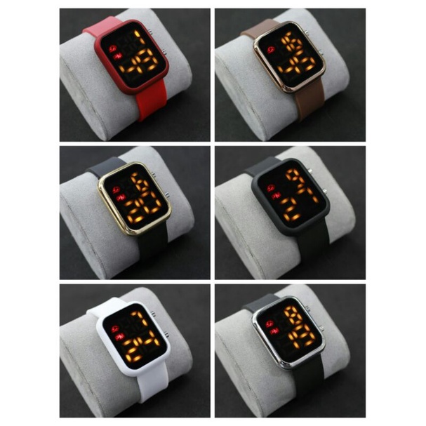 LED digital jam tangan wanita LED watch digital strap Rubber