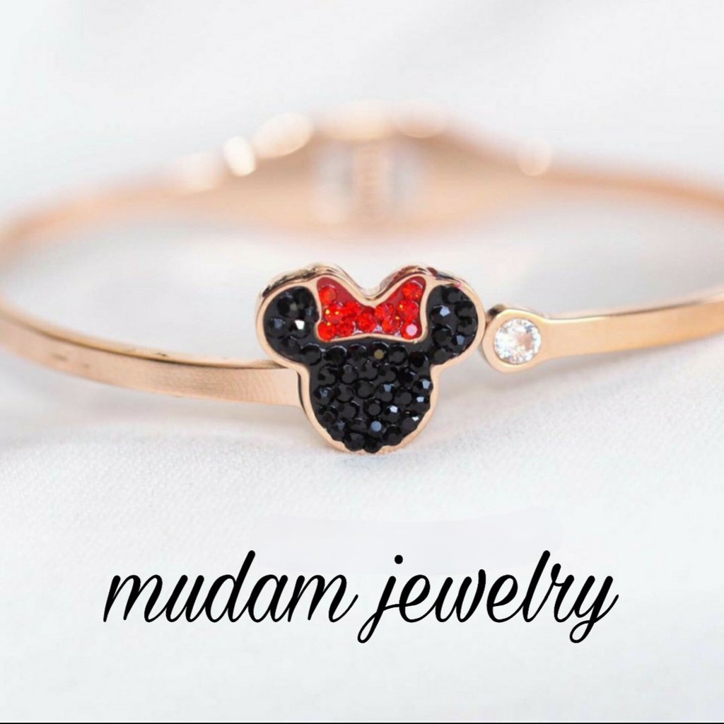 Gelang Titanium Desain Minnie Pita Merah