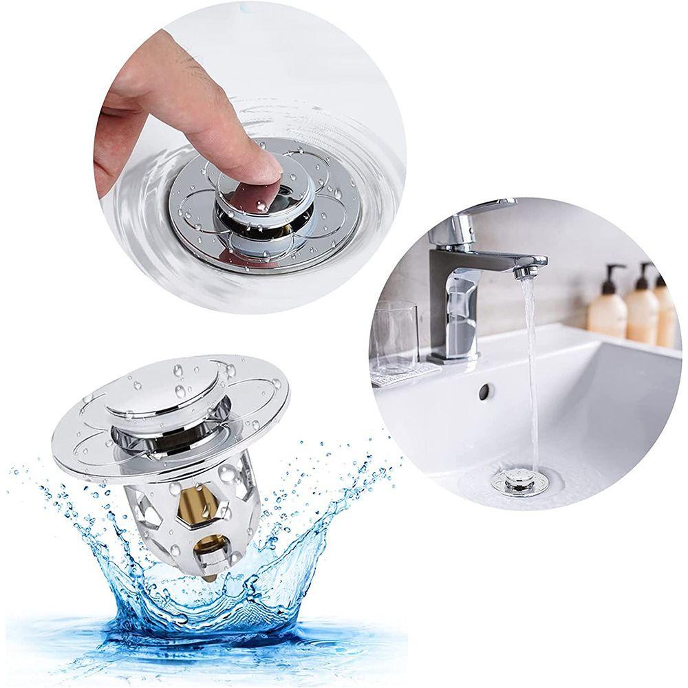 Populer Baskom Spring Core Alat Kamar Mandi Stainless Steel Shower Sink Saringan Cuci Baskom Plug Penangkap Rambut Pop-Up Bounce Core