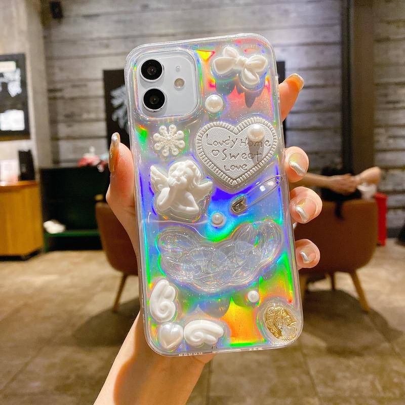 Soft Case TPU Transparan Motif Kartun 3D Dengan Kartu Untuk iPhone 13 12 11 Pro MAX Mini X XS MAX XR SE 2022 2020 7 8 Plus