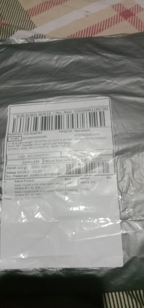 Ramabatik - (cod) Batik Couple Tunik Jelita Zipper Depan Terlaris M L Xl Xxl Jumbo