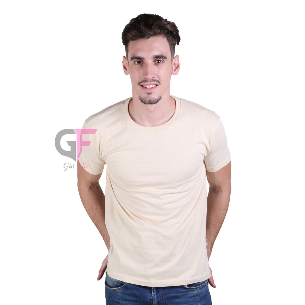 GIOFLO Baju Simple Kaos Pria Keren Polos Pendek Coklat Susu / PLS 178