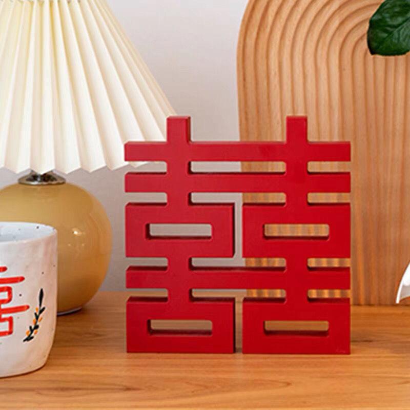 Pajangan Dekorasi Pernikahan Suang Xi Wedding Photo Props Bahan Kayu Dekorasi Sangjit