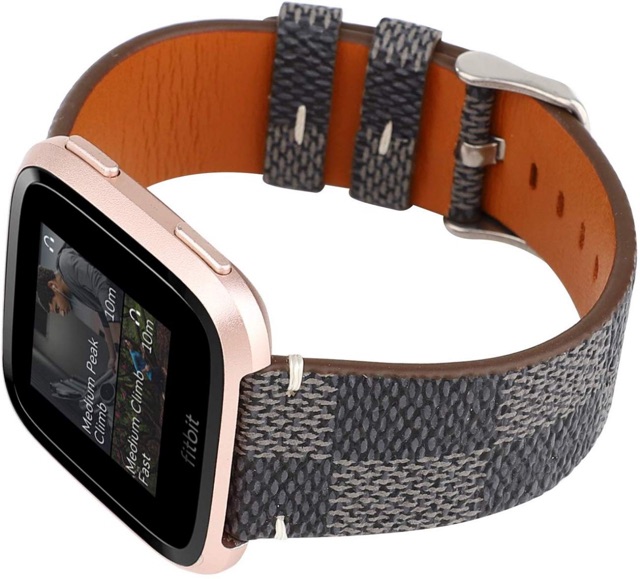 Strap samsung fitbit versa 2 lv pattern kulit leather tali jam 22mm branded lite fashion wanita