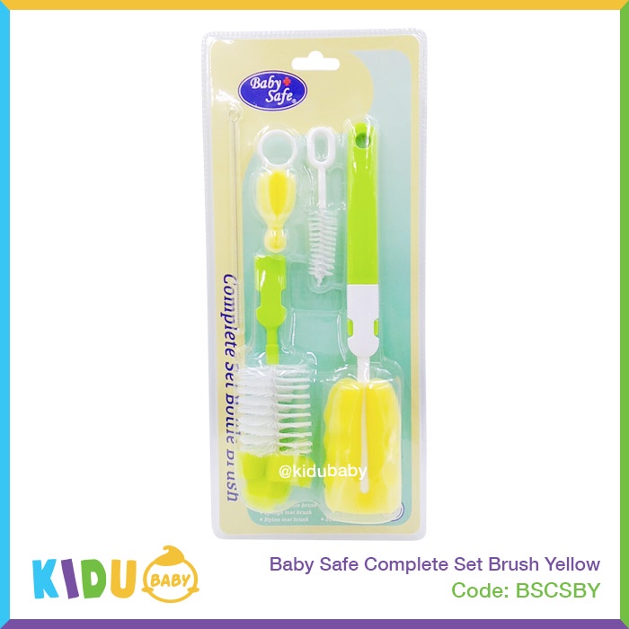 Baby Safe Sikat Botol Susu Bayi Anak Complete Set Brush Yellow Kidu Baby