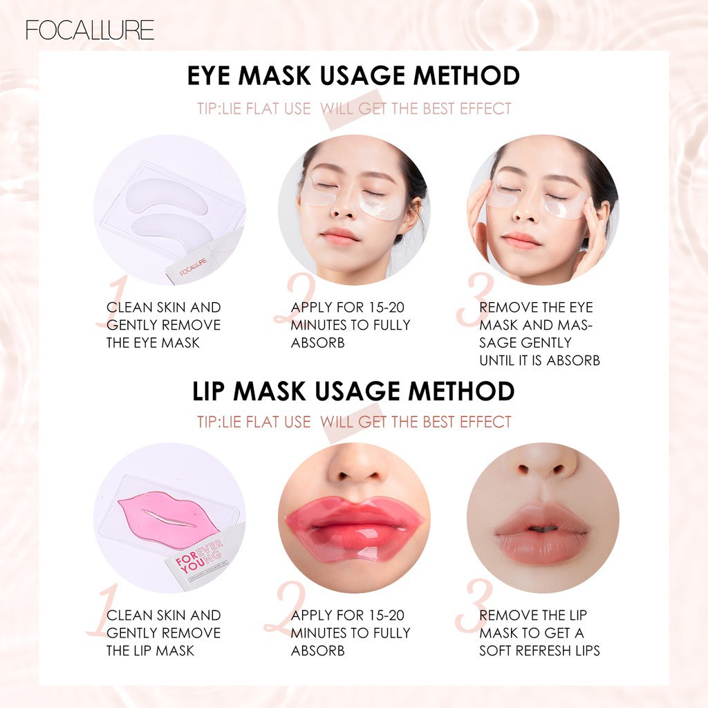 (READY&amp;ORI) Focallure Collagen Crystal 24K Gold Pure Luxury Eye Lip Mask FA-SC01 MASKER MATA BIBIR