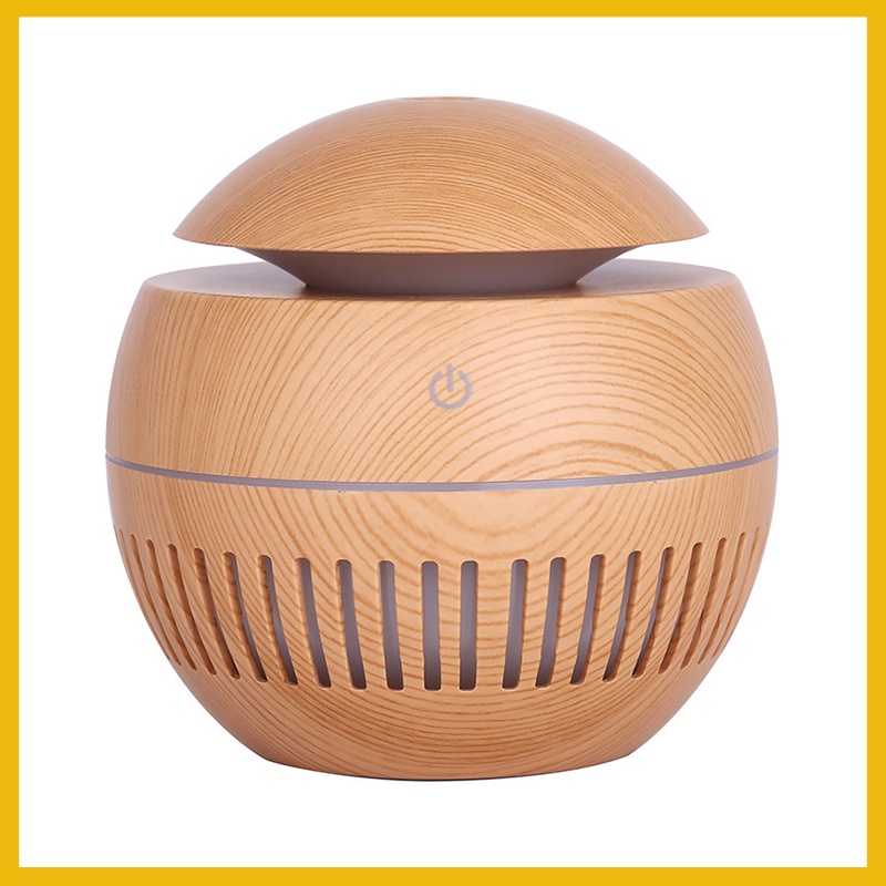 Humidifier Air Aromaterapi Diffuser Model Bulat Kecil Tekstur Kayu 130ml-AD06-L